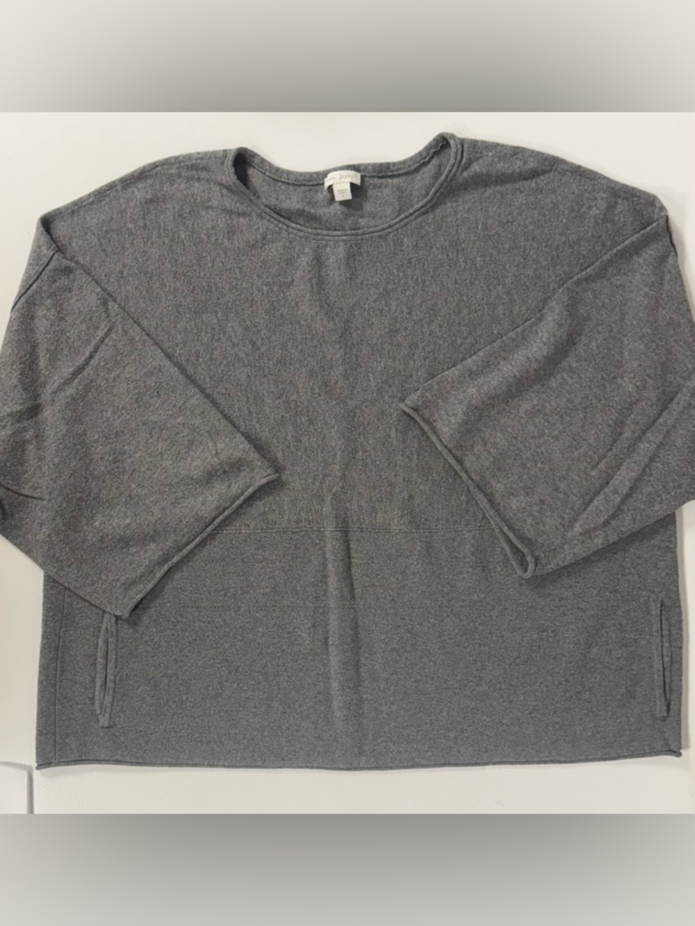Pure Jill Cotton Cashmere Kimono Sleeve Pullover Gray Sweater Lagenlook Women S